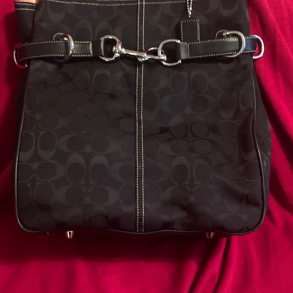Coach Black and Tan Monogram Bag